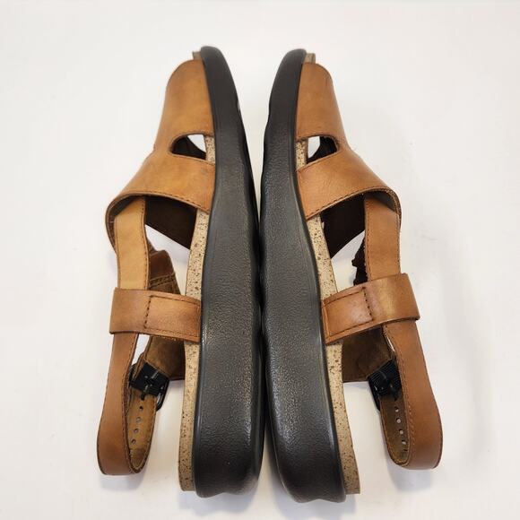 SAS Womens Huggy Cross Strap Sandals Size 9.5 N Brown Leather Comfort Shoes - Picture 8 of 9
